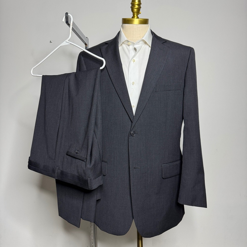 Wilke Rodriguez Modern‎ Fit Charcoal Gray Wool Blend Suit 44L 38W